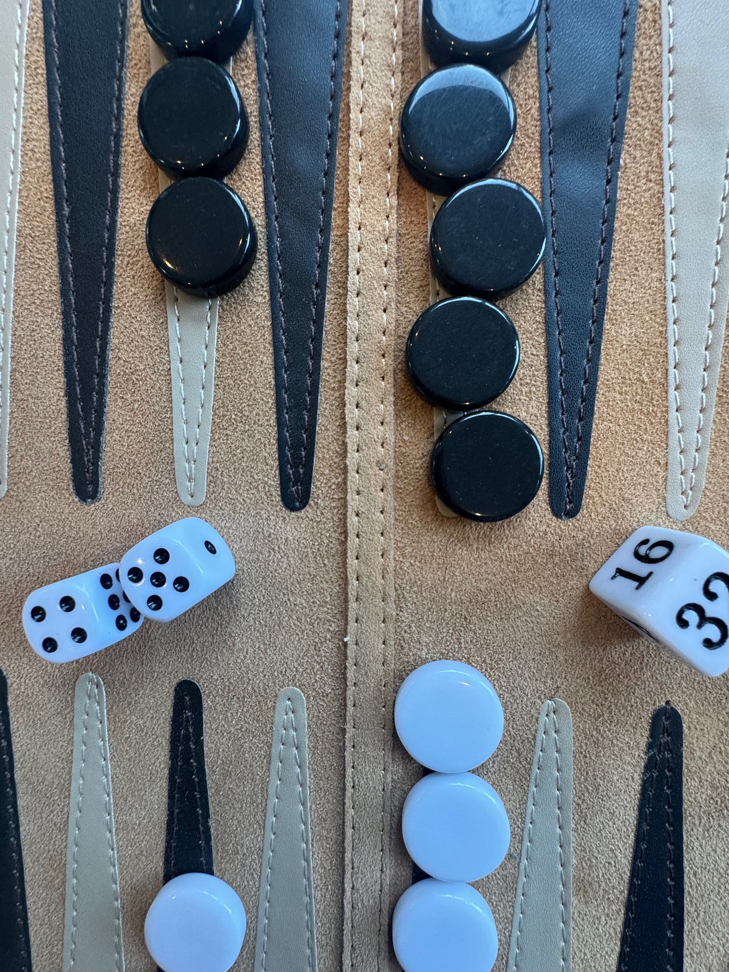 Backgammon Set - Roll-Up Travel Set - Genuine Leather - BEST SELLER