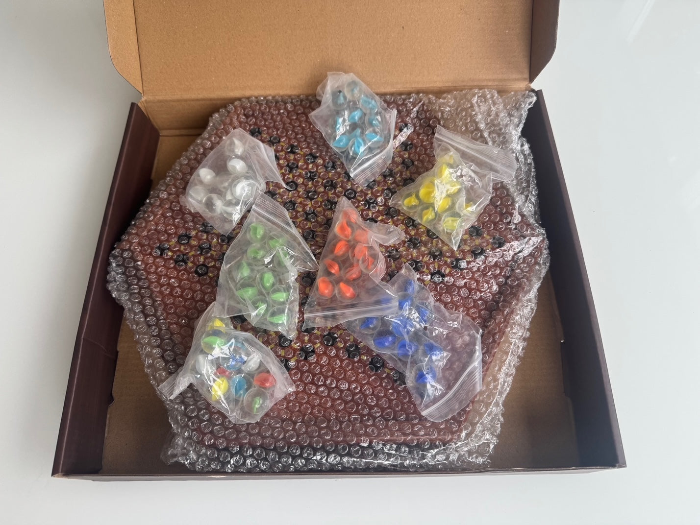 12.5" by 11" Large Wooden Chinese Checkers Game Board with 72 Glass Marbles