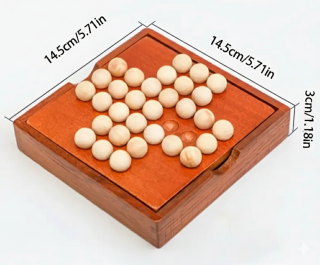Wooden Solitaire Board Game