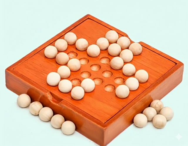 Wooden Solitaire Board Game
