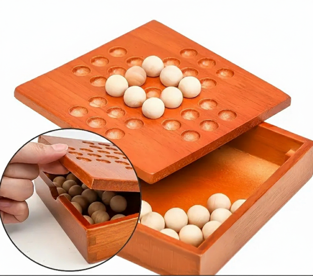 Wooden Solitaire Board Game
