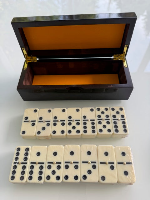 Luxury Dominoes Set with 28 Acrylic Pieces in Veneered Wooden Box - BEST SELLER