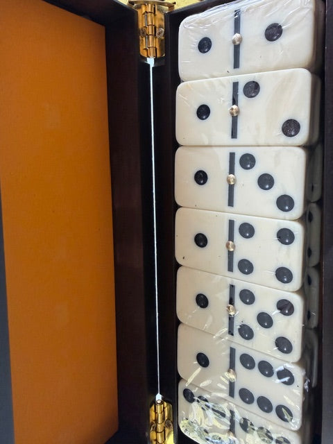 Luxury Dominoes Set with 28 Acrylic Pieces in Veneered Wooden Box - BEST SELLER