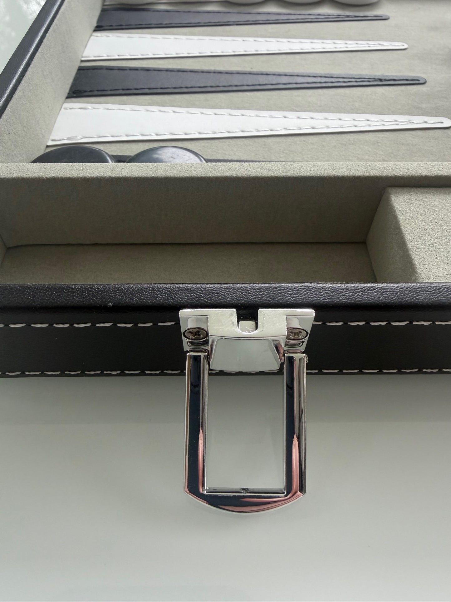 Luxury 15-Inch Backgammon Set with Black Leatherette Case
