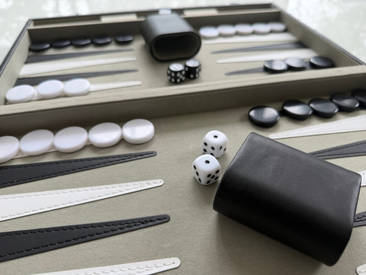 Luxury 15-Inch Backgammon Set with Black Leatherette Case