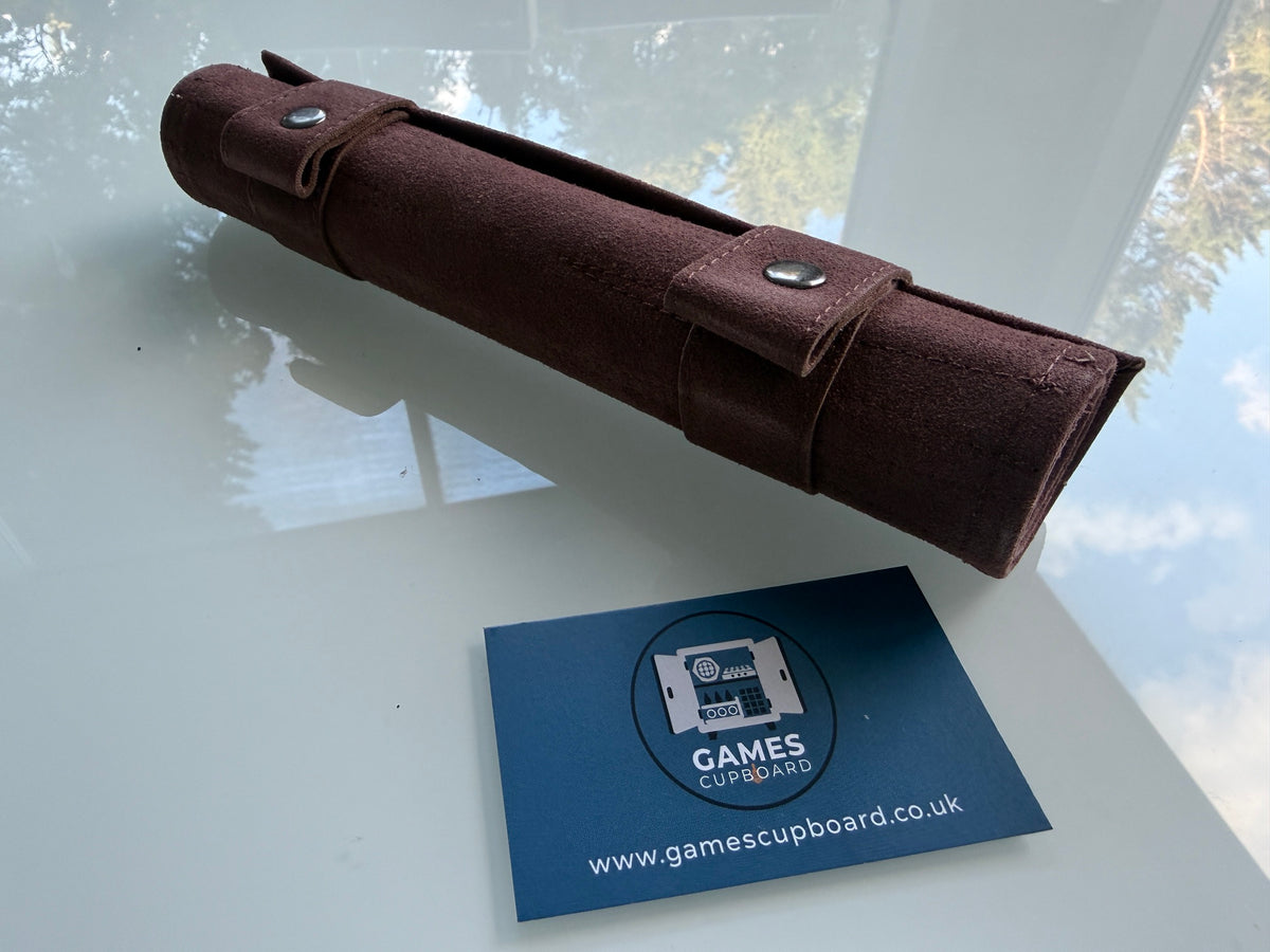 Backgammon Set - Roll-Up Travel Set - Dark Brown Genuine Leather - LIMITED STOCK